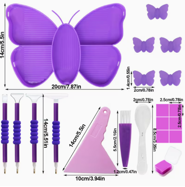 Diamond Painting Tablett Schmetterling mit Stiften